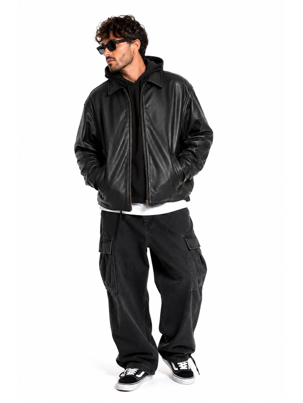 Eddie Bauer Genuine Leather Jacket Men’s XXL Black Full Zip Classic Bomber Coat